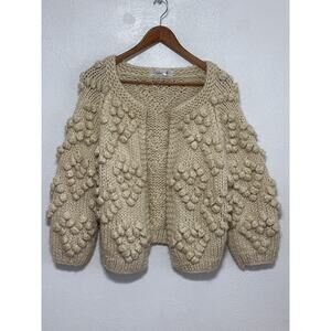 Chicwish NWOT Knit Your Love Bobble Cardigan Sweater M Cream Coquette Soft Girl